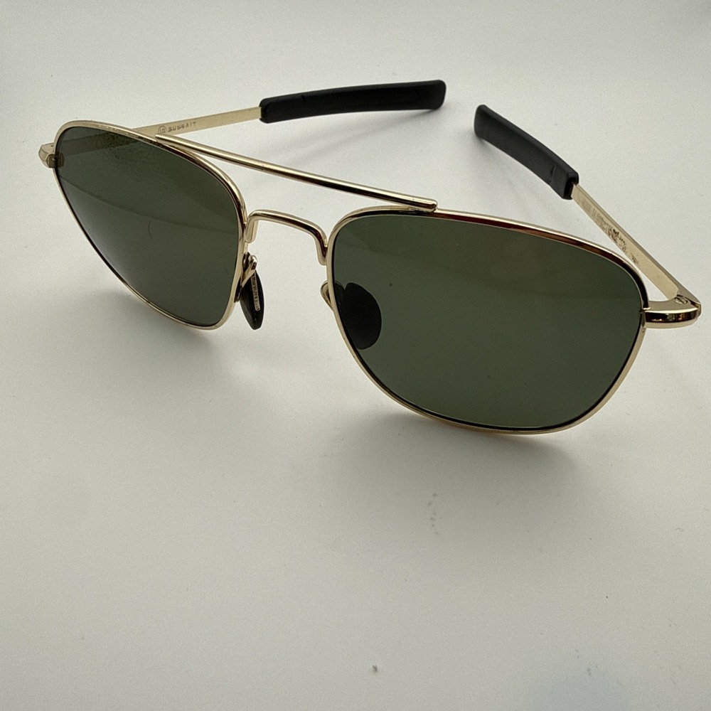 Sungait Sunglasses Aviator-  A285 -54-18-145 Gold Frames Green Polarized Lens